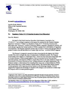 NASAA Reg. Notice 19-17 Comment Letter (7-1-19)