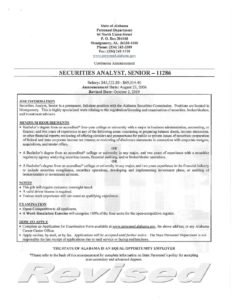 Securities Analyst, Senior